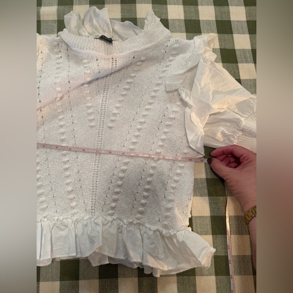 INC Cable Knit Sweater White Short Sleeve Top - Picture 15 of 16